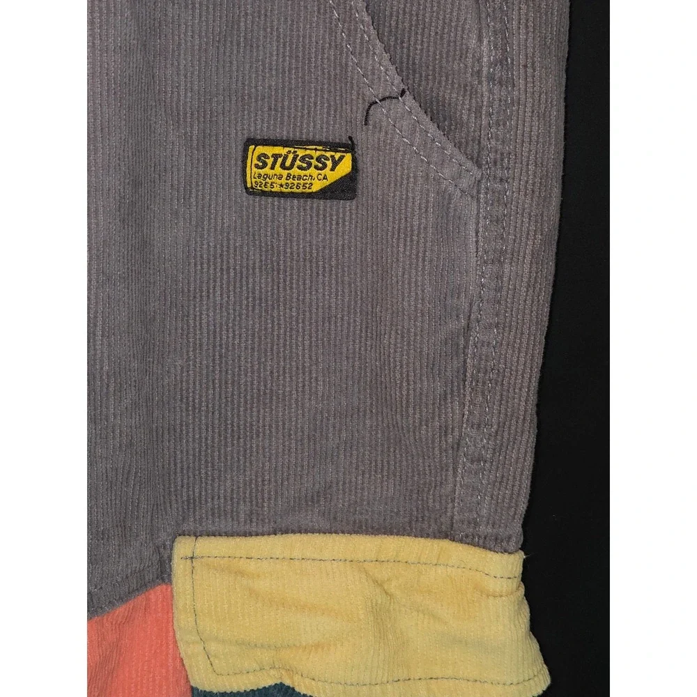 Stussy x kclot Corduroy Color Block Pants Mens Drawstring Pockets Multicolor - Picture 2 of 11